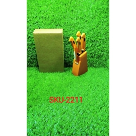 Stainless Steel Knife and Peeler Set with Stand | 6 Pcs