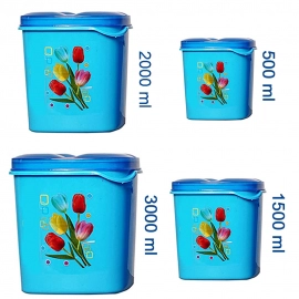 Container Set For Kitchen Storage Airtight and Food Grade Plastic (Pack of 4) (3000ml,1500ml,1000ml,500ml)