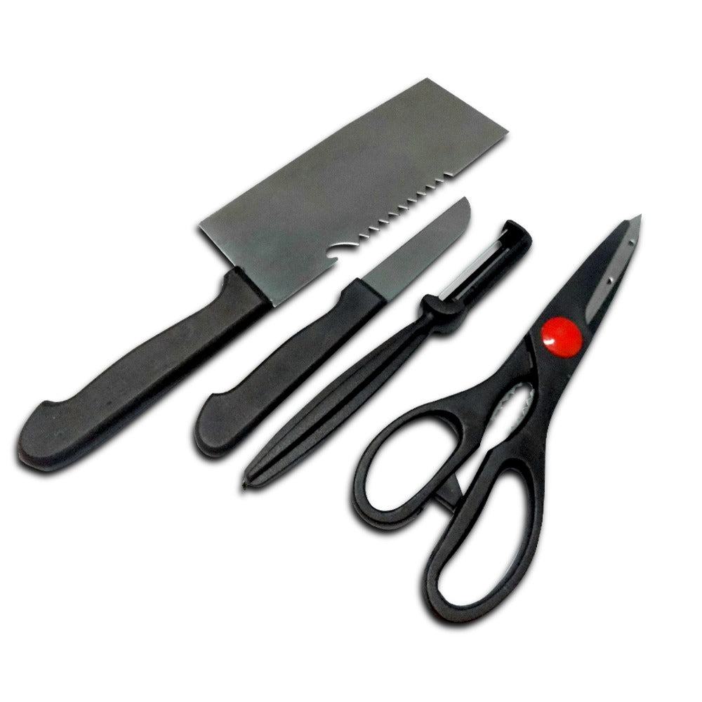 Stainless Steel Kitchen Tool Set (Butcher Knife, Standard Knife, Peeler and Kitchen Scissor) | 4 Pcs
