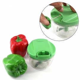 Manual Green Mini Plastic Food Chopper With Extra Sharp Blades | 375 Ml