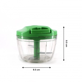 Manual Green Mini Plastic Food Chopper With Extra Sharp Blades | 375 Ml