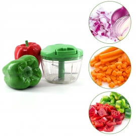 Manual Green Mini Plastic Food Chopper With Extra Sharp Blades | 375 Ml