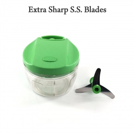 Manual Green Mini Plastic Food Chopper With Extra Sharp Blades | 375 Ml