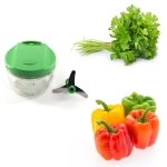 Manual Green Mini Plastic Food Chopper With Extra Sharp Blades | 375 Ml