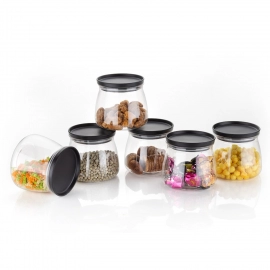 Matka Shaped Jar with Air Tight and Leak Proof Lid | Multicolour | Set of 6 | 900Ml