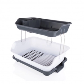 Dish Drainer Rack 2 Layer Drying Rack with Water Removing Tray Sink