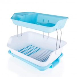 Dish Drainer Rack 2 Layer Drying Rack with Water Removing Tray Sink