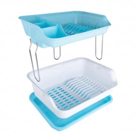 Dish Drainer Rack 2 Layer Drying Rack with Water Removing Tray Sink