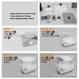 Dish Drainer Rack 2 Layer Drying Rack with Water Removing Tray Sink