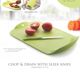Chop and Drain Vegetables Fruits Chopping Board Sleek Knife