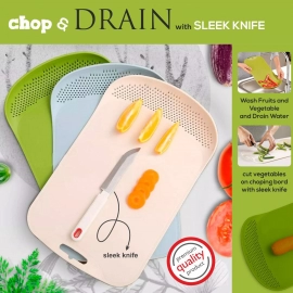 Chop and Drain Vegetables Fruits Chopping Board Sleek Knife