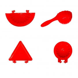 4 Pcs Plastic Red Kitchen Tool Mould Dough Press
