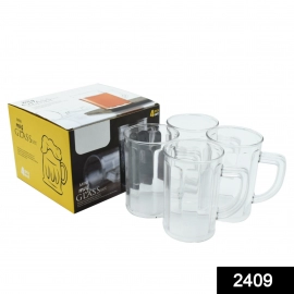 Unbreakable Drinking Plastic Type Glass Set, Beer Mug | Set of 4 PCs | Transparent