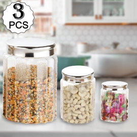 Jar Container Coming with Metal Air Tight and Rust Proof Cap | Set of 3