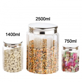 Jar Container Coming with Metal Air Tight and Rust Proof Cap | Set of 3