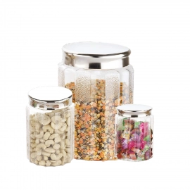 Jar Container Coming with Metal Air Tight and Rust Proof Cap | Set of 3