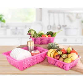 Plastic Multiple Size Cane Fruit Baskets | 3 Size Large | Medium, Small