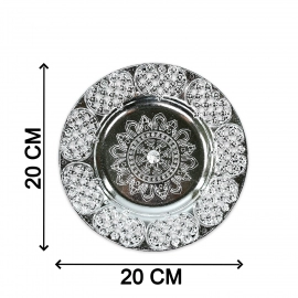 Silver Plated Swastik Pooja Thali Set Glossy Puja Thali