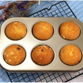 Round Shape Carbon Steel Muffin Cupcake Mould Case Bakeware