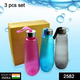 Plastic Fridge Water Set With Steel Finish Cap (3 Pieces 1 litre)