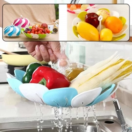 Lotus Shape Foldable Fruit and Vegetable Basket Tray, Color May Vary