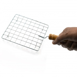 Square Stainless Steel Barbecue Grill with Wooden Handle