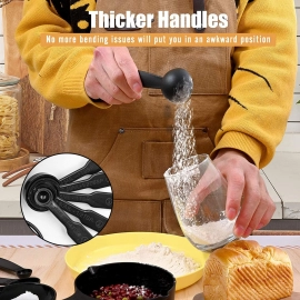 Plastic Measuring Cups and Spoons (11 Pcs, Black) With butterfly shape Holder