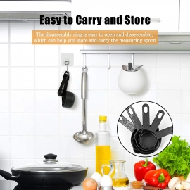 Plastic Measuring Cups and Spoons (11 Pcs, Black) With butterfly shape Holder