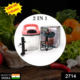 2 in 1 Handy Chopper 1000 ML used widely in all kinds of household kitchen purposes for cutting and chopping