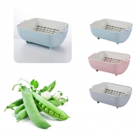 Multifunctional BPA Free Double Layered Plastic Rotatable Strainer Bowl with Handles for Washing, Rinsing and Fruits (Multicolor)