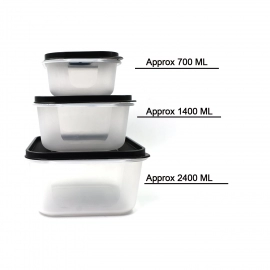 3 Pcs Square Shape Food Grocery Storage Container