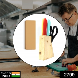 Stainless Steel Kitchen 5Pcs Knife Set With Wooden Stand For Vegetable And Meat Cutting Scissor | Knife Set