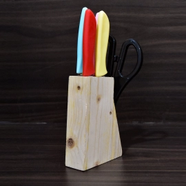 Stainless Steel Kitchen 5Pcs Knife Set With Wooden Stand For Vegetable And Meat Cutting Scissor | Knife Set