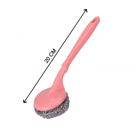 Scrubber With Handle For Kitchen And Utensil Cleaning And Hard Stains