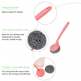 Scrubber With Handle For Kitchen And Utensil Cleaning And Hard Stains