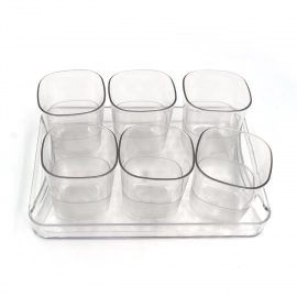 6pc Glasses Set With tray Stylish Transparent Water Glass/Juice Glass/Beer Glass/Wine Glass Plastic Glass Set