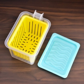 Fridge Storage Containers with Handle Plastic Storage Container for Kitchen | 4 Pcs Set