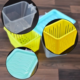 Fridge Storage Containers with Handle Plastic Storage Container for Kitchen | 4 Pcs Set