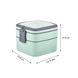 GREEN DOUBLE-LAYER PORTABLE LUNCH BOX STACKABLE  LUNCH BOX