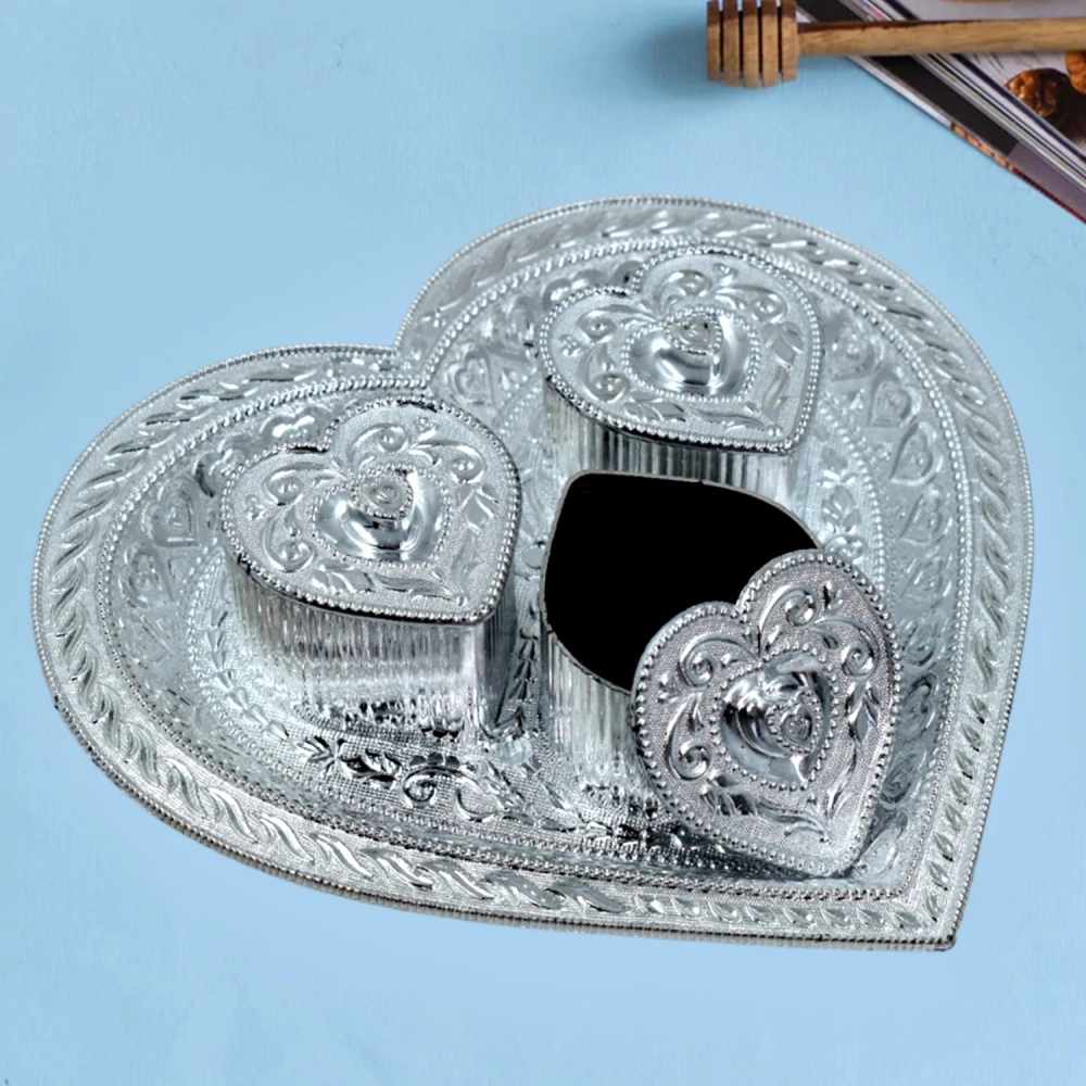 Heart Multipurpose Tray 3 Container Elegant Royal Design Plastic