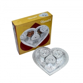 Heart Multipurpose Tray 3 Container Elegant Royal Design Plastic
