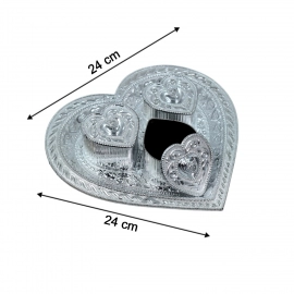 Heart Multipurpose Tray 3 Container Elegant Royal Design Plastic