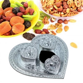 Heart Multipurpose Tray 3 Container Elegant Royal Design Plastic