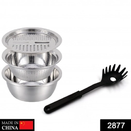 3 In1 Kitchen Multipurpose Julienne Grater Salad Maker With Pasta Server Spoon