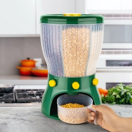 Food Grain Storage Container Large Capacity 4-Grid Rice Dispenser