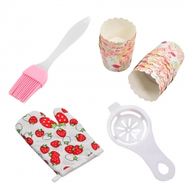 4pc Kitchen Tools 1Pc Spatula Brush 1pc Oven Glove 1pc Egg Yolk Separator and Paper Cup Set of 25Pcs