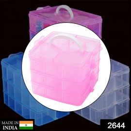 3-Tier 18 Sections Transparent Stackable Adjustable Compartment Slot Plastic Craft Storage Box