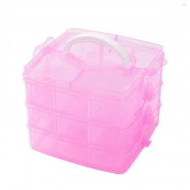 3-Tier 18 Sections Transparent Stackable Adjustable Compartment Slot Plastic Craft Storage Box