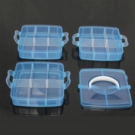 3-Tier 18 Sections Transparent Stackable Adjustable Compartment Slot Plastic Craft Storage Box