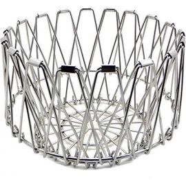 Multipurpose Fruit Basket Stainless Steel Wire Bowl Foldable Basket For Vegetable |  Fruits | Dining